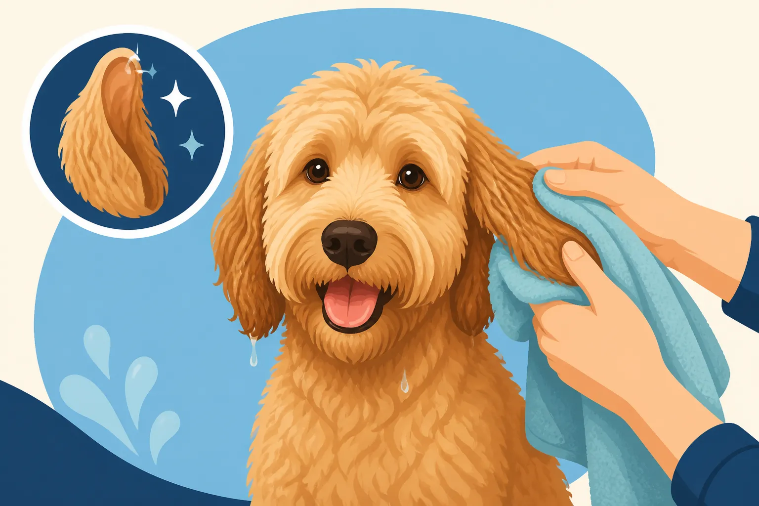 Drying a Labradoodle's Ears After Water