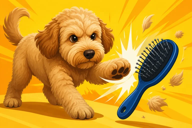 A Labradoodle That Fights the Brush