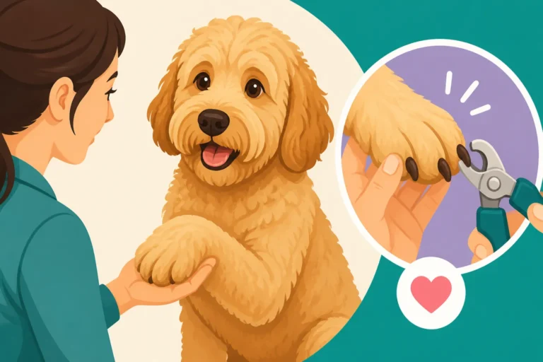 Teaching a Labradoodle to Give a Foot for Nails