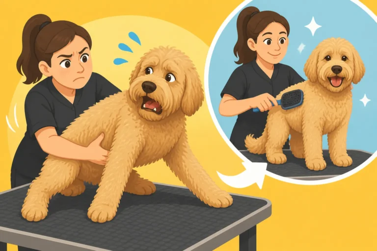 What a Groomer Does With a Labradoodle That Will Not Stand
