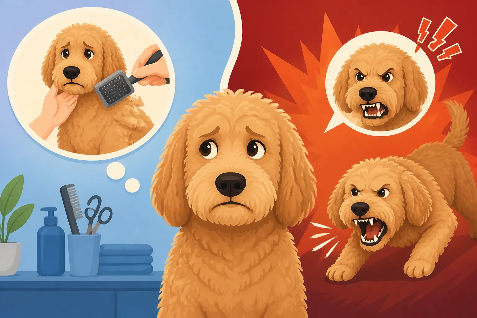 Whether Grooming Stress Shows as Aggression in a Labradoodle