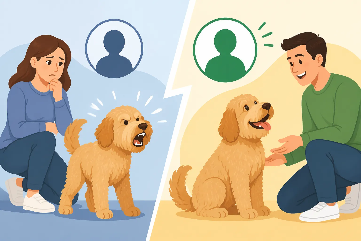 Whether a Labradoodle Behaves Better for a Stranger
