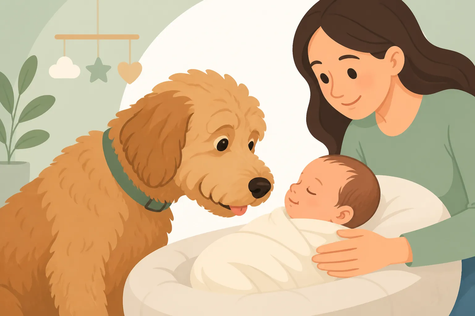 Introducing a Labradoodle to a Newborn