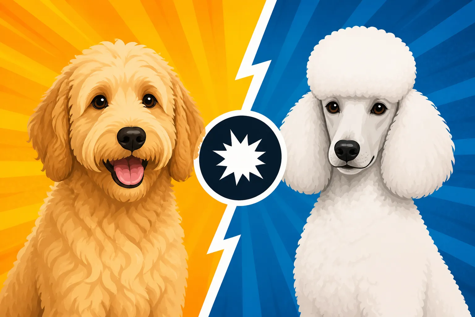 The Labradoodle Against a Standard Poodle