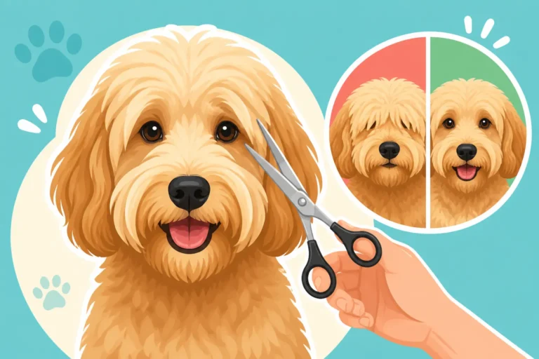 Keeping a Labradoodle's Face Trimmed Out of Its Eyes