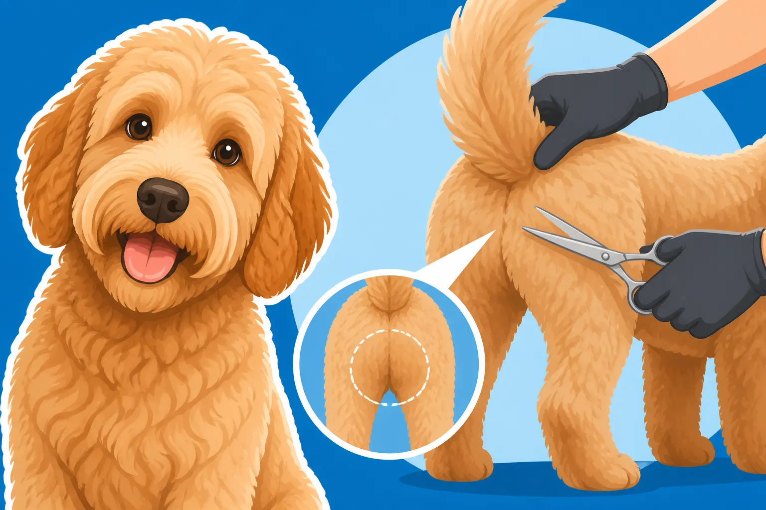 Trimming Around a Labradoodle's Rear