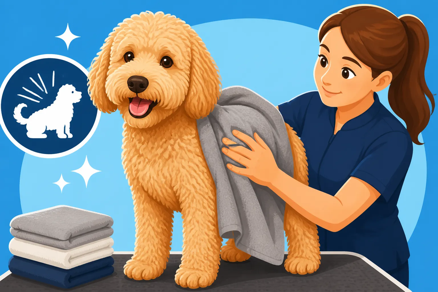 Drying a Labradoodle to the Skin After a Bath