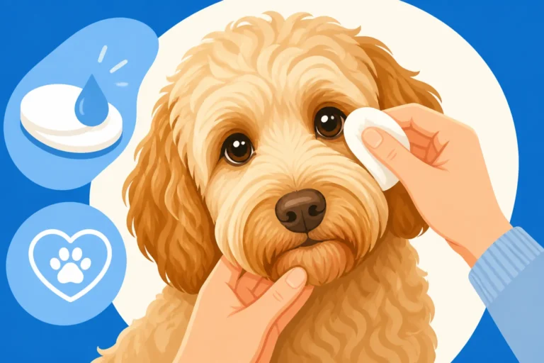 Cleaning a Labradoodle's Eyes