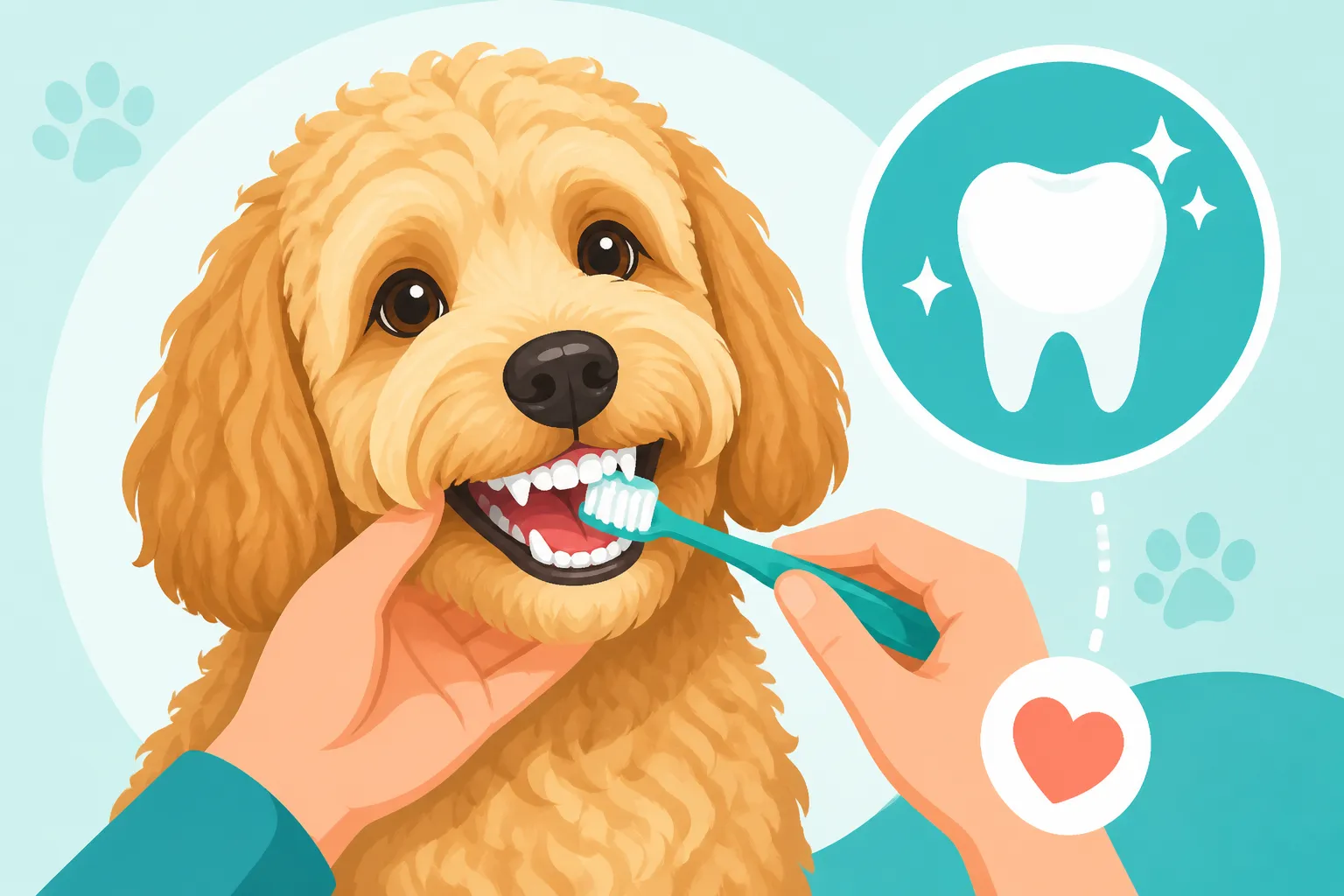 Brushing a Labradoodle's Teeth